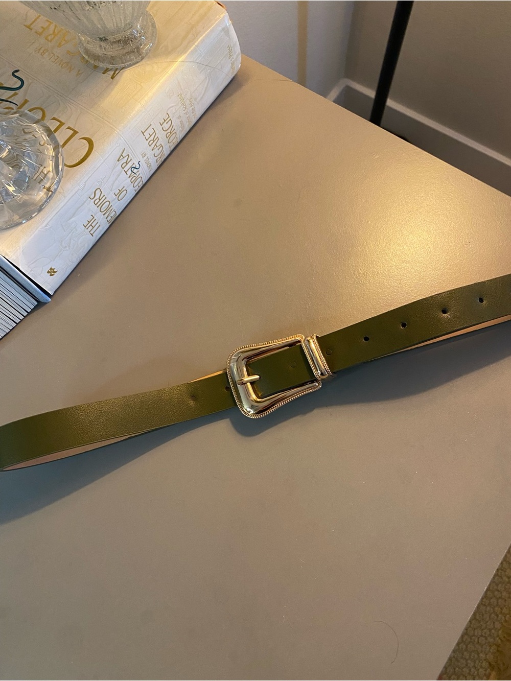 Olive Green belt w/gold/NWOT/never worn